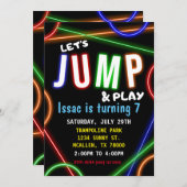 Glow Neon Let's Jump Birthday Party Invitation 招待状 (正面/裏面)