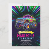 Glow neon monster truck invitation 招待状 (正面)