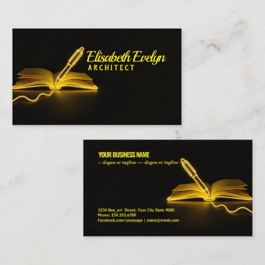 Glow of Knowledge: Pen and Book in the Dark 名刺 (正面/裏面)