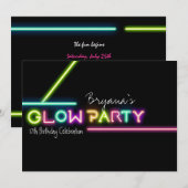 GLOW PARTY ネオンで盛り上がる誕生日パーティーの招待状 招待状 (正面/裏面)
