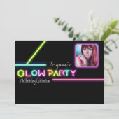 GLOW PARTY ネオン 写真 誕生日パーティー ご招待状 招待状 (スタンド正面)