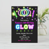 GLOW PARTY 誕生日 ネオン ブラックライト インビテーション (スタンド正面)
