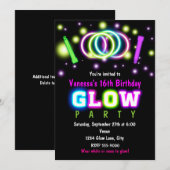 GLOW PARTY 誕生日 ネオン ブラックライト インビテーション (正面/裏面)