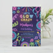 Glow Party Birthday Invitation, Neon Glow Theme 招待状 (スタンド正面)