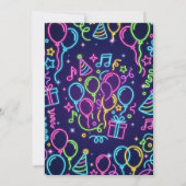 Glow Party Birthday Invitation, Neon Glow Theme 招待状 (裏面)