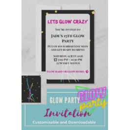 Glow Party Invitation| ティーン/アダルトパーティー 招待状