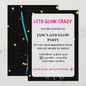 Glow Party Invitation| Teen/Adult Party  招待状 (正面/裏面)