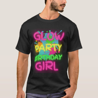 Glow Party Squad Birthday Girl Paint Splatter Glow Tシャツ