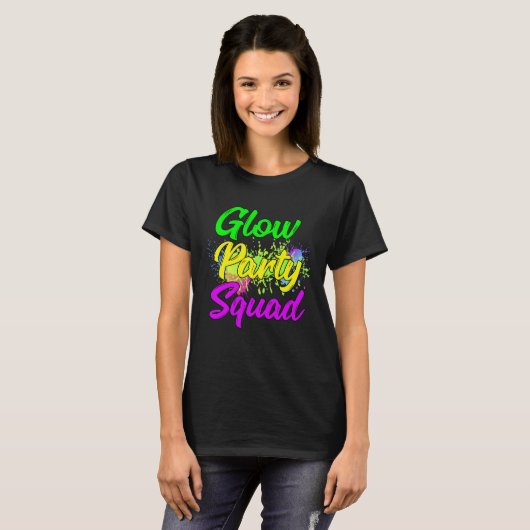 Glow Party Squad Paint Splatter Effect Glow Party  Tシャツ (正面フル)