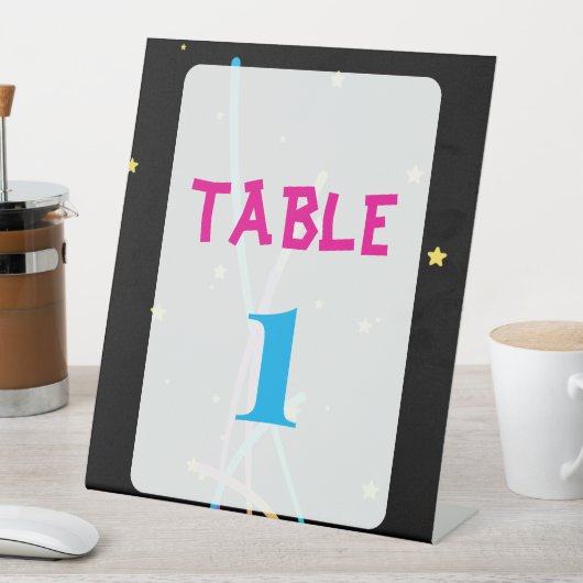Glow Party Table Numbers – Neon & Fun  台座サイン (インサイチュ)