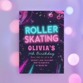 Glow Roller Skating Birthday | Neon Lights Party 招待状