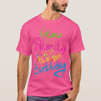 Glow Shorty Its Your誕生日GlowパーティーNeon 80s Tシャツ