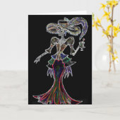 Glow Steampunk Catrina、Dia de los Muertos Card カード (黄色い花)