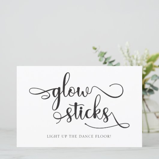"Glow sticks" Black White dance floor Wedding Sign (スタンド正面)