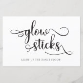 "Glow sticks" Black White dance floor Wedding Sign (正面)