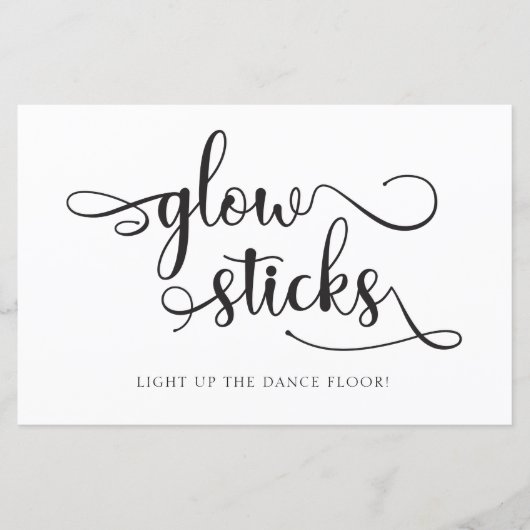 "Glow sticks" Black White dance floor Wedding Sign (正面)