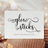 "Glow sticks" Black White dance floor Wedding Sign