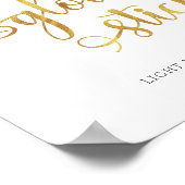 "Glow sticks" gold faux foil Wedding Sign ポスター (角)
