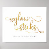 "Glow sticks" gold faux foil Wedding Sign ポスター (正面)