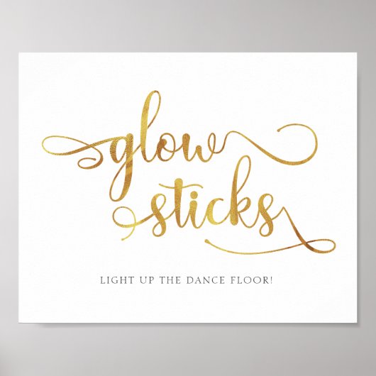 "Glow sticks" gold faux foil Wedding Sign ポスター (正面)