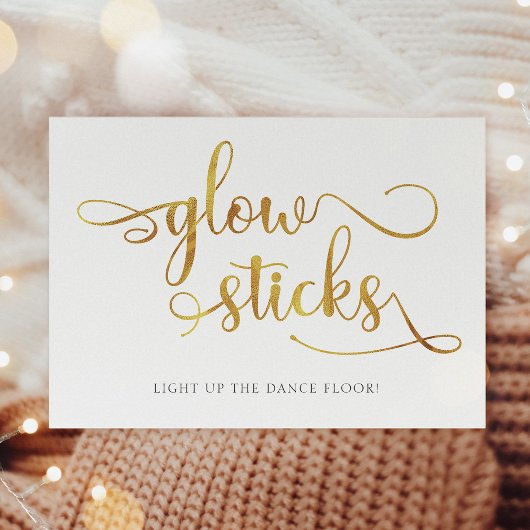 "Glow sticks" gold faux foil Wedding Sign ポスター
