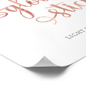 "Glow sticks" rose gold faux foil Wedding Sign ポスター (角)