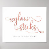 "Glow sticks" rose gold faux foil Wedding Sign ポスター (正面)