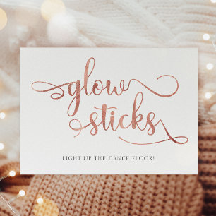 "Glow sticks" rose gold faux foil Wedding Sign ポスター