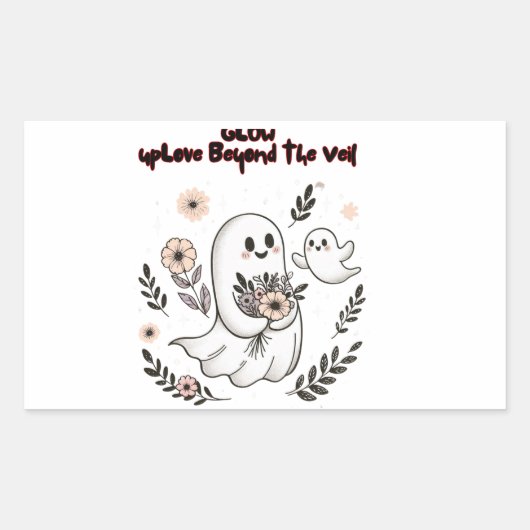Glow up Love Beyond the Veil – Cute Ghost Mom Art 長方形シール (正面)