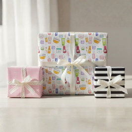 Glow Up Skincare Gift Wrap 3 Pack – Custom Name ラッピングペーパーシート