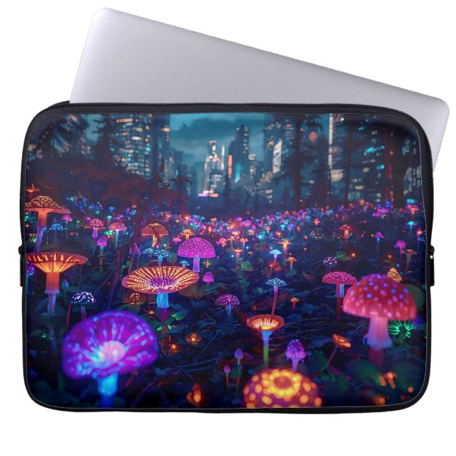 Glowfall Grove Neon 13インチ  ラップトップスリーブ (正面)