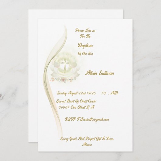 Glowing angels baptism invitation  招待状 (正面/裏面)