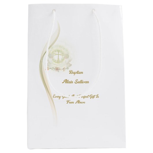 Glowing angels baptism  medium gift bags  ミディアムペーパーバッグ (正面)