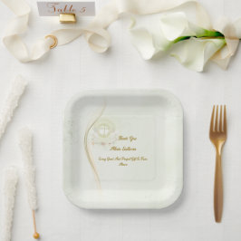 Glowing angels baptism paper plates ペーパープレート