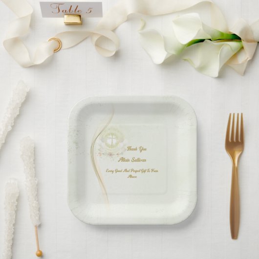 Glowing angels baptism paper plates  ペーパープレート (ウェディング)