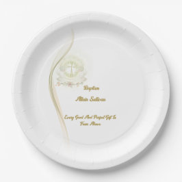 Glowing angels baptism paper plates ペーパープレート