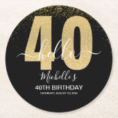 Glowing at 40! Stylish 40th Party with Gold Glam ラウンドペーパーコースター (正面)