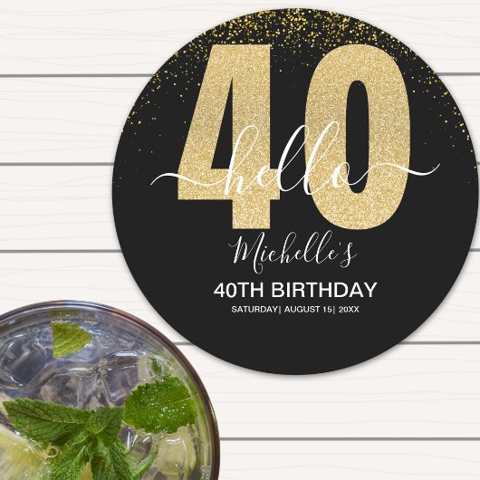 Glowing at 40! Stylish 40th Party with Gold Glam ラウンドペーパーコースター
