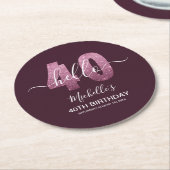 Glowing at 40! Stylish 40th Party with Pink Glam ラウンドペーパーコースター (アングル)