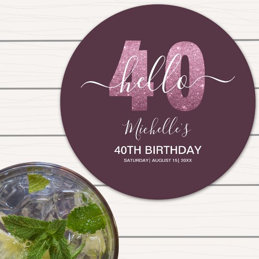 Glowing at 40! Stylish 40th Party with Pink Glam ラウンドペーパーコースター