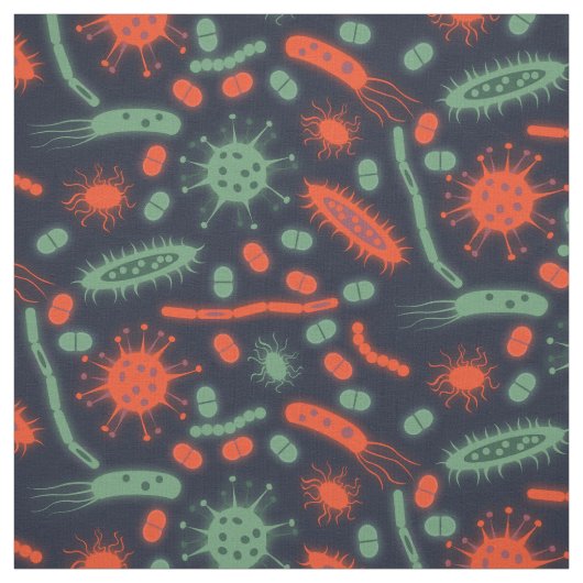 Glowing Bacteria Microorganism green red ファブリック (見本)