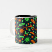 Glowing Bacteria Microorganism toxic orange green ツートーンマグカップ (正面左)