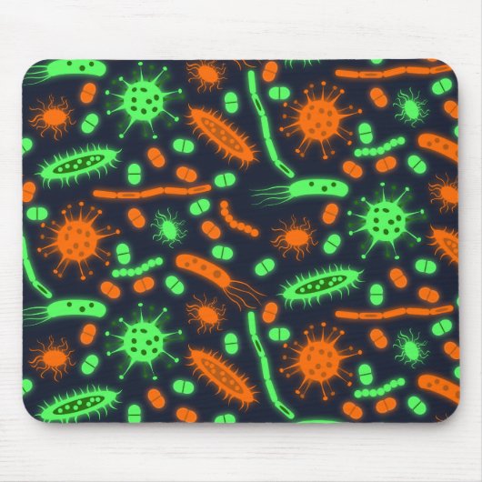 Glowing Bacteria Microorganism toxic orange green マウスパッド (正面)