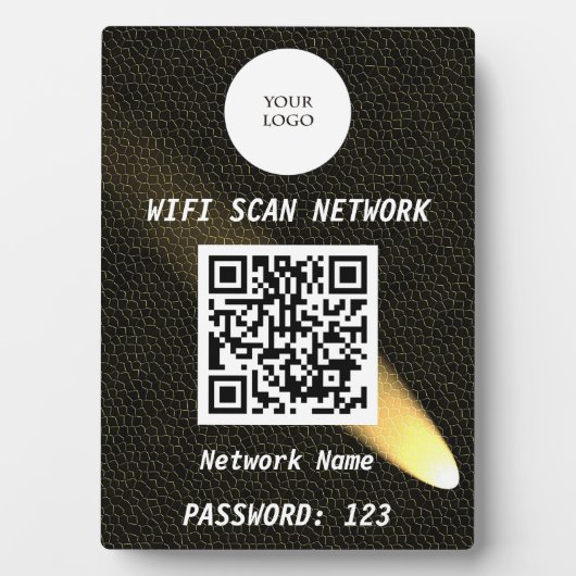 Glowing Black Leather Free Wifi Scan & QR Code フォトプラーク (正面)