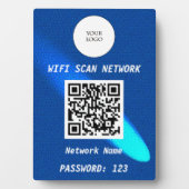 Glowing Blue Leather Free Wifi Scan & QR Code フォトプラーク (正面)