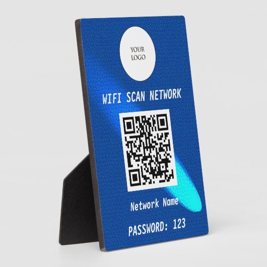 Glowing Blue Leather Free Wifi Scan & QR Code フォトプラーク (側面)