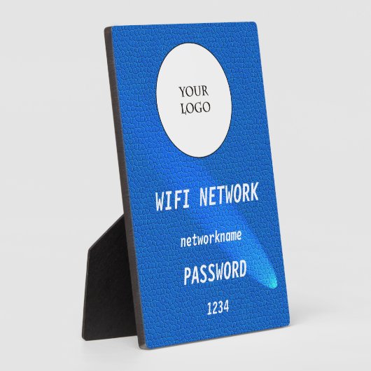 Glowing Blue Leather Share Wifi Network フォトプラーク (側面)