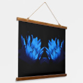 Glowing Blue Water Lily Lotus Flower Abstract 吊り下げ型タペストリー (傾斜あり)