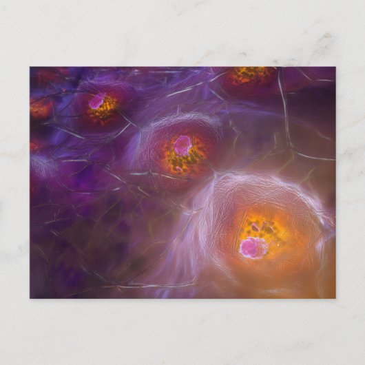 Glowing Cellular Network Abstract Art ポストカード (正面)