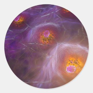 Glowing Cellular Network Abstract Art ラウンドシール